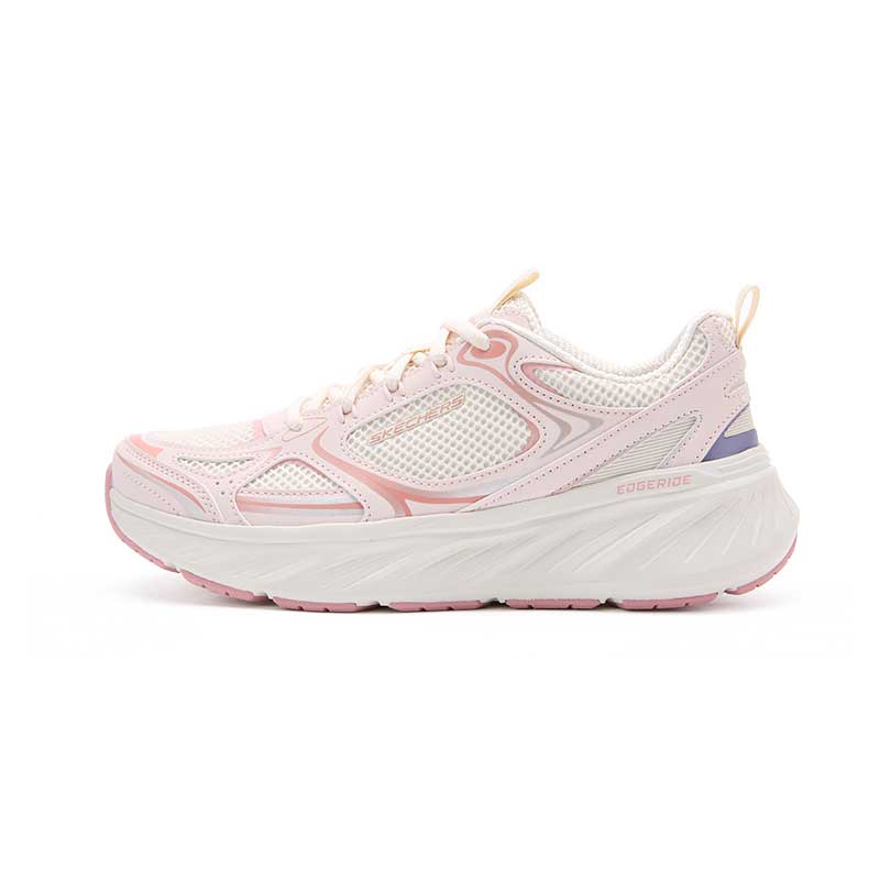 Skechers Edgeride Comfortable Round Toe Fabric Breathable Support Rebound Low top Running Shoes Women’s White Pink