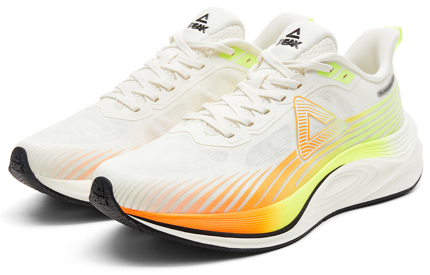 PEAK Cushioning Slip Resistant Abrasion Resistant Lightweight Low top Sprint Running Shoes Men’s Ivory Orange