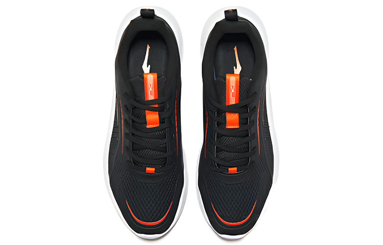 Erke Textile, Synthetic Leather Abrasion Resistant Breathable Rebound Low top Running Shoes Men’s Black Red
