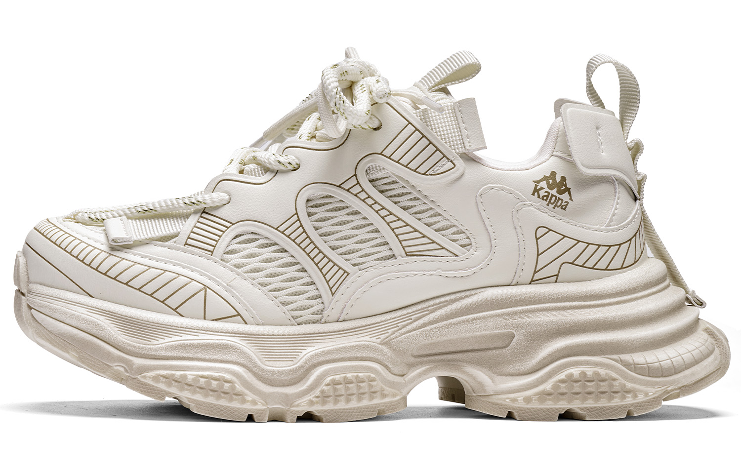 Kappa Urban Sports Slip Resistant Abrasion Resistant Low top Chunky Sneakers Women's Classic White