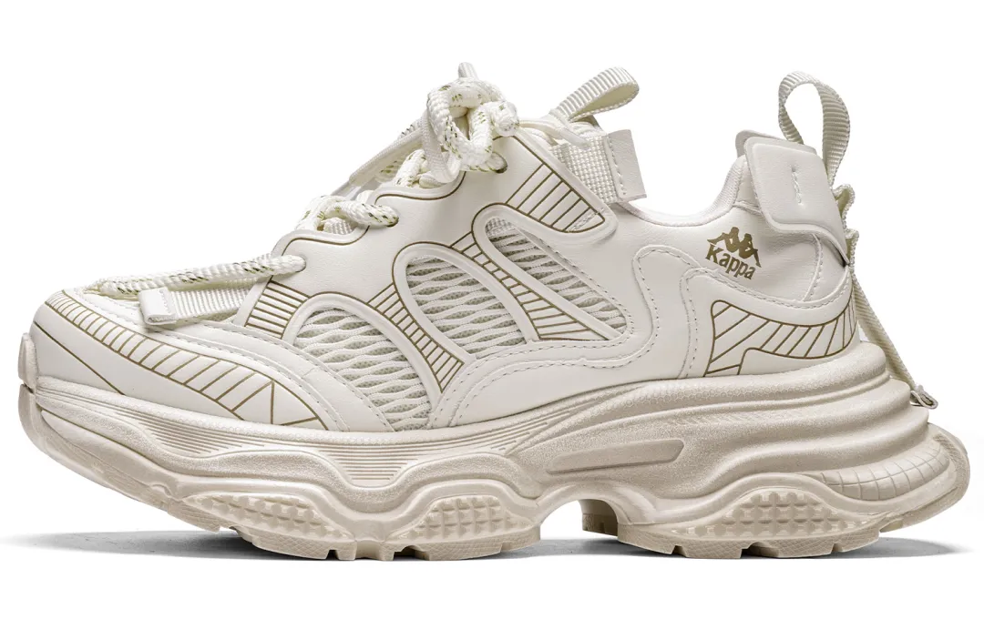 Kappa Urban Sports Slip Resistant Abrasion Resistant Low top Chunky Sneakers Women's Classic White