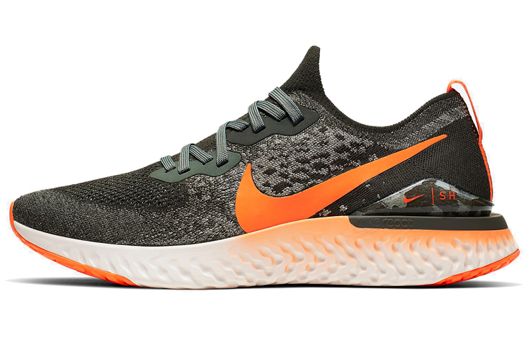 Nike Epic React Flyknit 2 cushioning foam Flyline braiding Sports shock-absorbing low top Marathon running shoes Men's black and white orange