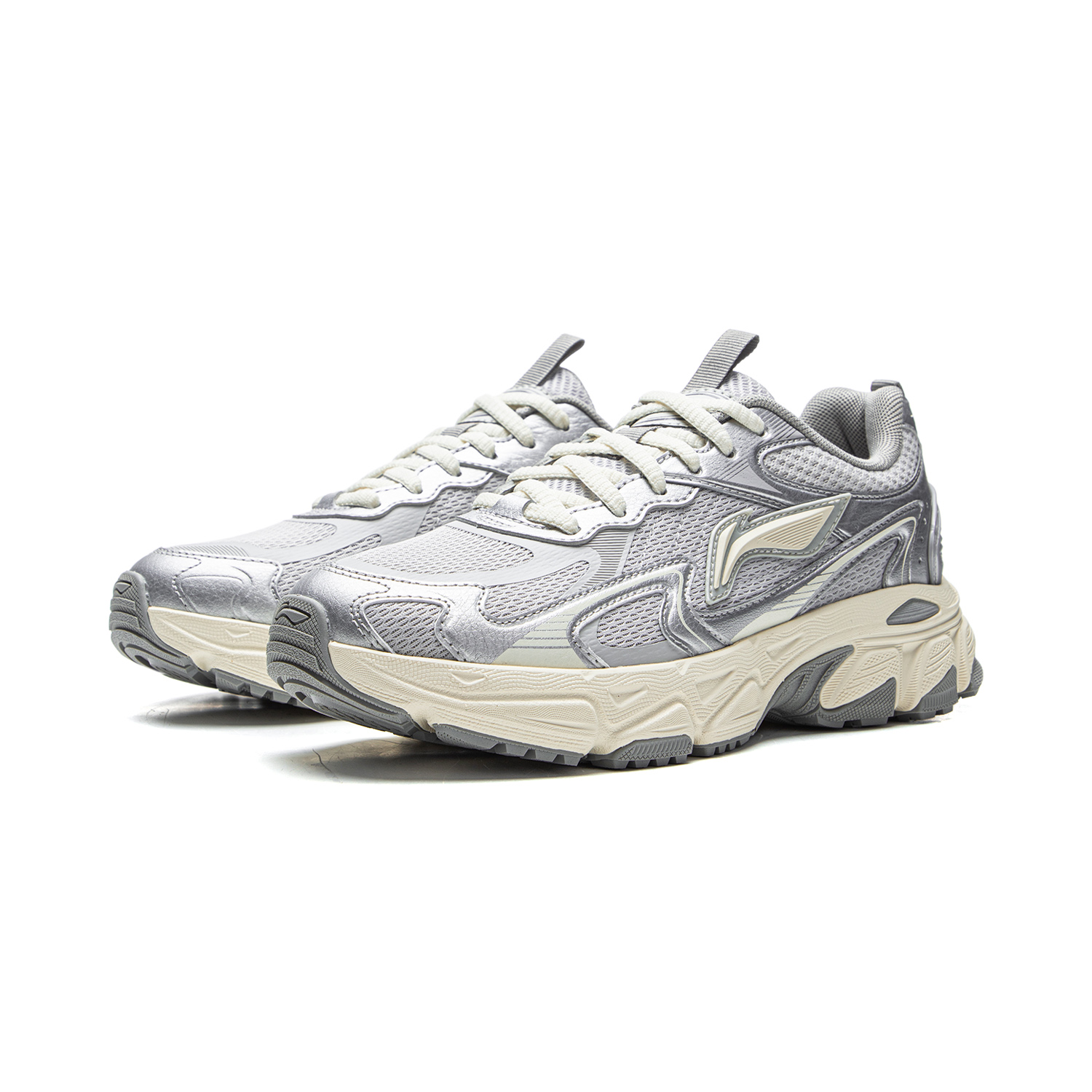 Li Ning Carefree V2 Cushioning Slip Resistant Abrasion Resistant Rebound Low top Running Shoes Women’s Gray Silver
