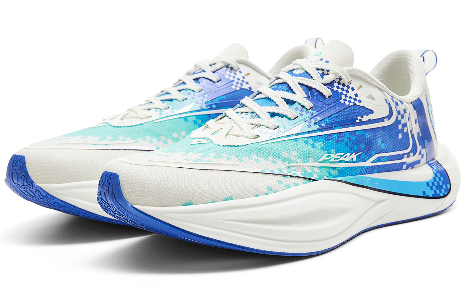 PEAK Cushioning Slip Resistant Rebound Low top Running Shoes Men’s Milk White Blue