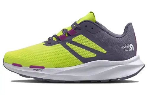 THE NORTH FACE Vective Eminus Slip Resistant Abrasion Resistant Low top Running Shoes Women's Yellow Green Gray