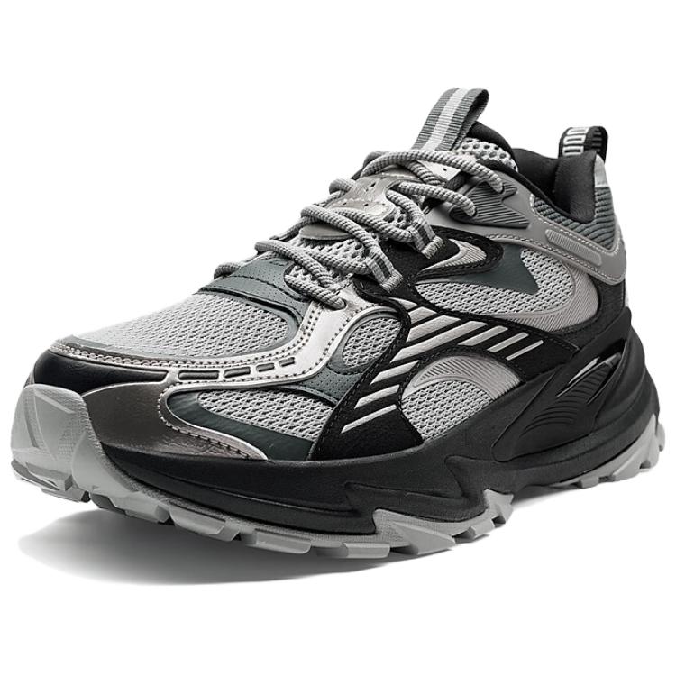 XTEP Slip Resistant Abrasion Resistant Low top Outdoor Shoes Men’s Silver Gray Black