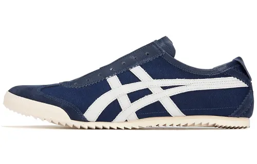Onitsuka Tiger Mexico Slip on Deluxe Comfortable Abrasion Resistant Low top Running Shoes Men's Navy Blue