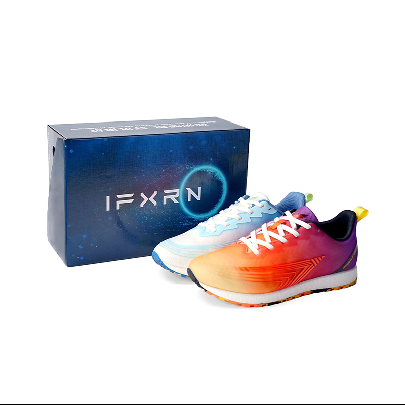 IFXRN Running Shoes Unisex Left Yellow Red Purple/Right Blue White