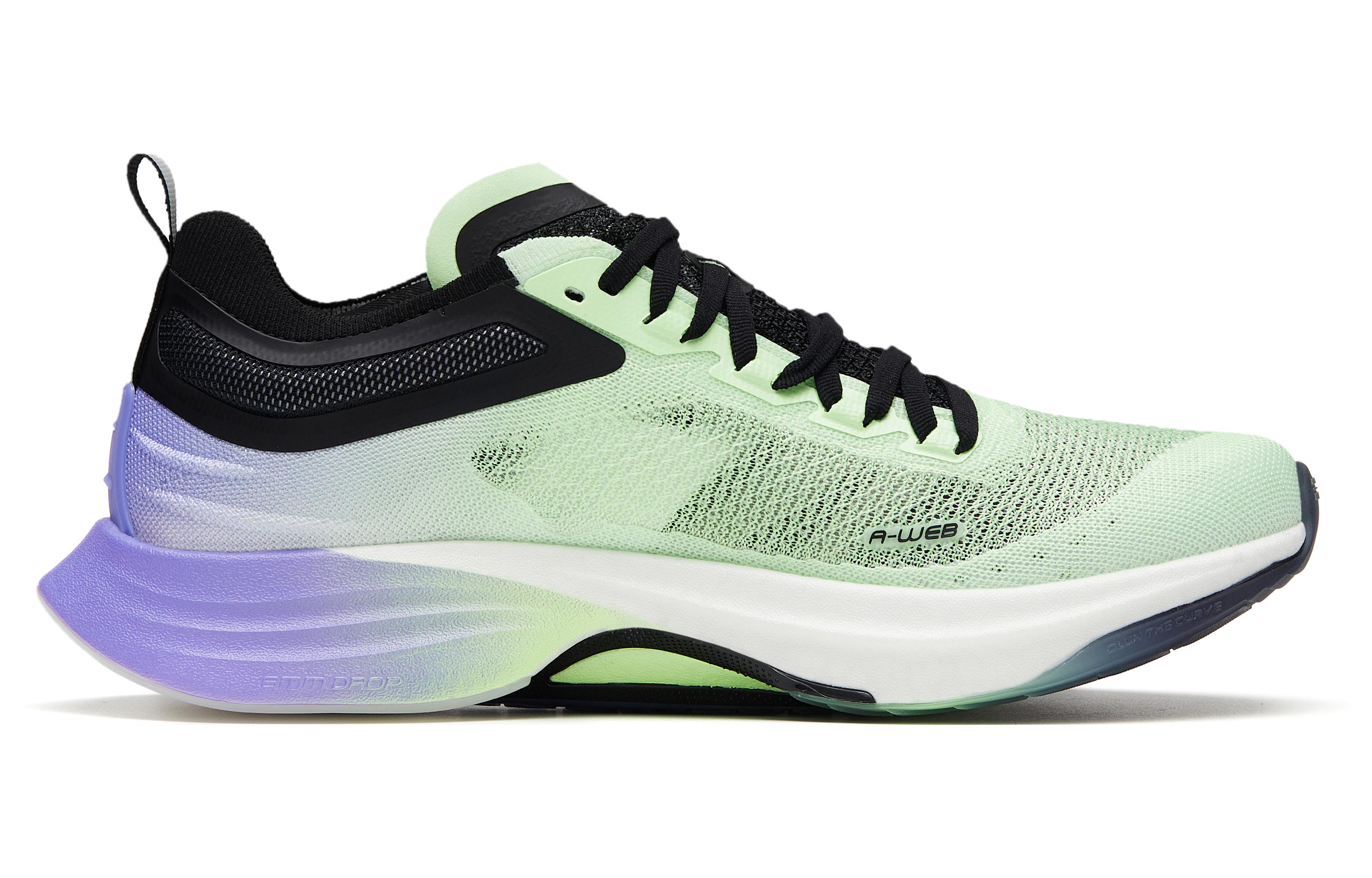 Anta Mach Pro Casual Cushioning Slip Resistant Low top Running Shoes Men’s Green Purple Black