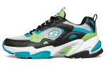 Skechers Stamina V2 Textile, Artificial Leather Mid top Chunky Sneakers Men's Black Green Blue