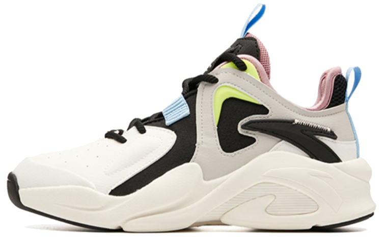Anta Bastard Cushioning Slip Resistant Abrasion Resistant Low top Chunky Sneakers Women's Black White Gray