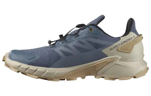 SALOMON Supercross 4 Comfortable Cushioning Low top Running Shoes Men's Blue Beige