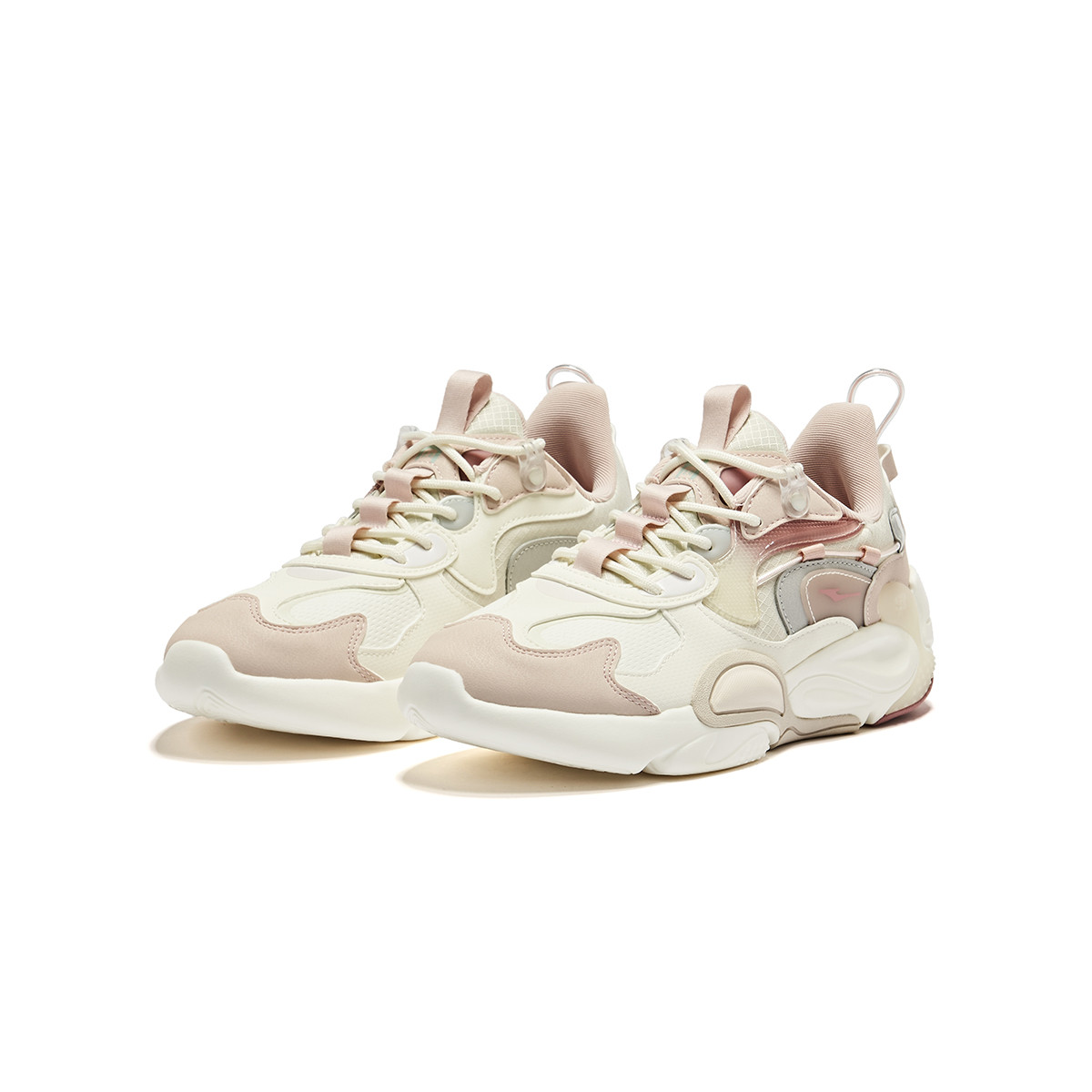 Erke Textile, Synthetic Leather Cushioning Slip Resistant Low top Training Running Shoes Unisex White Pink
