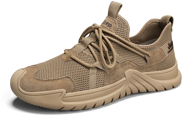 Jeep Textile, Leather Abrasion Resistant, Breathable, Lightweight Low top Running Shoes Men’s Khaki