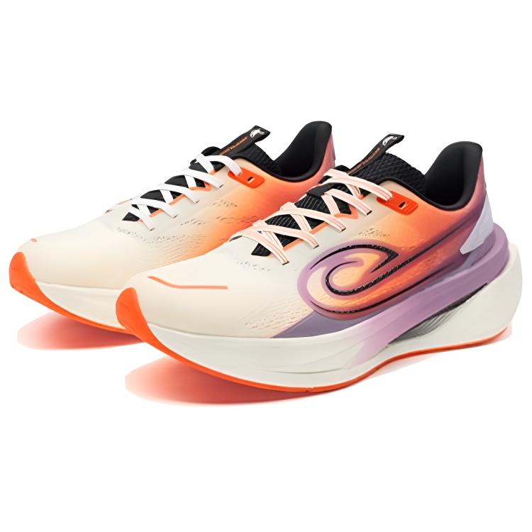 QIAODAN Slip Resistant And Breathable Support Low top Casual Running Shoes Men’s Ivory White Dragon Flame Orange