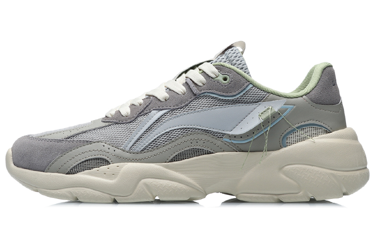 Li Ning Cushioning Slip Resistant Abrasion Resistant Low top Running Shoes Unisex Gray