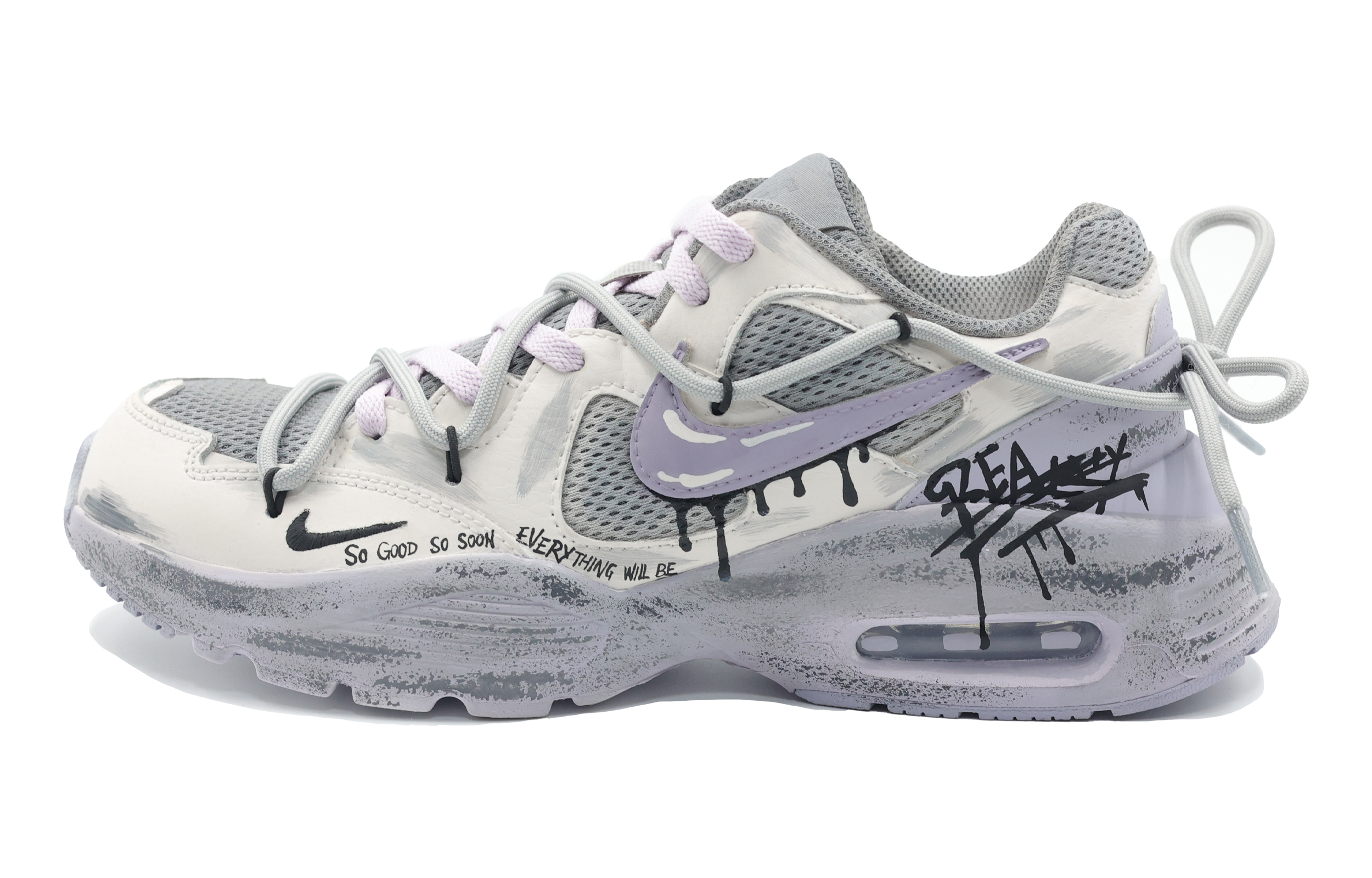 Nike Air Max Fusion Cushioning Moisture Wicking Low top Running Shoes Women’s Beige Gray Purple