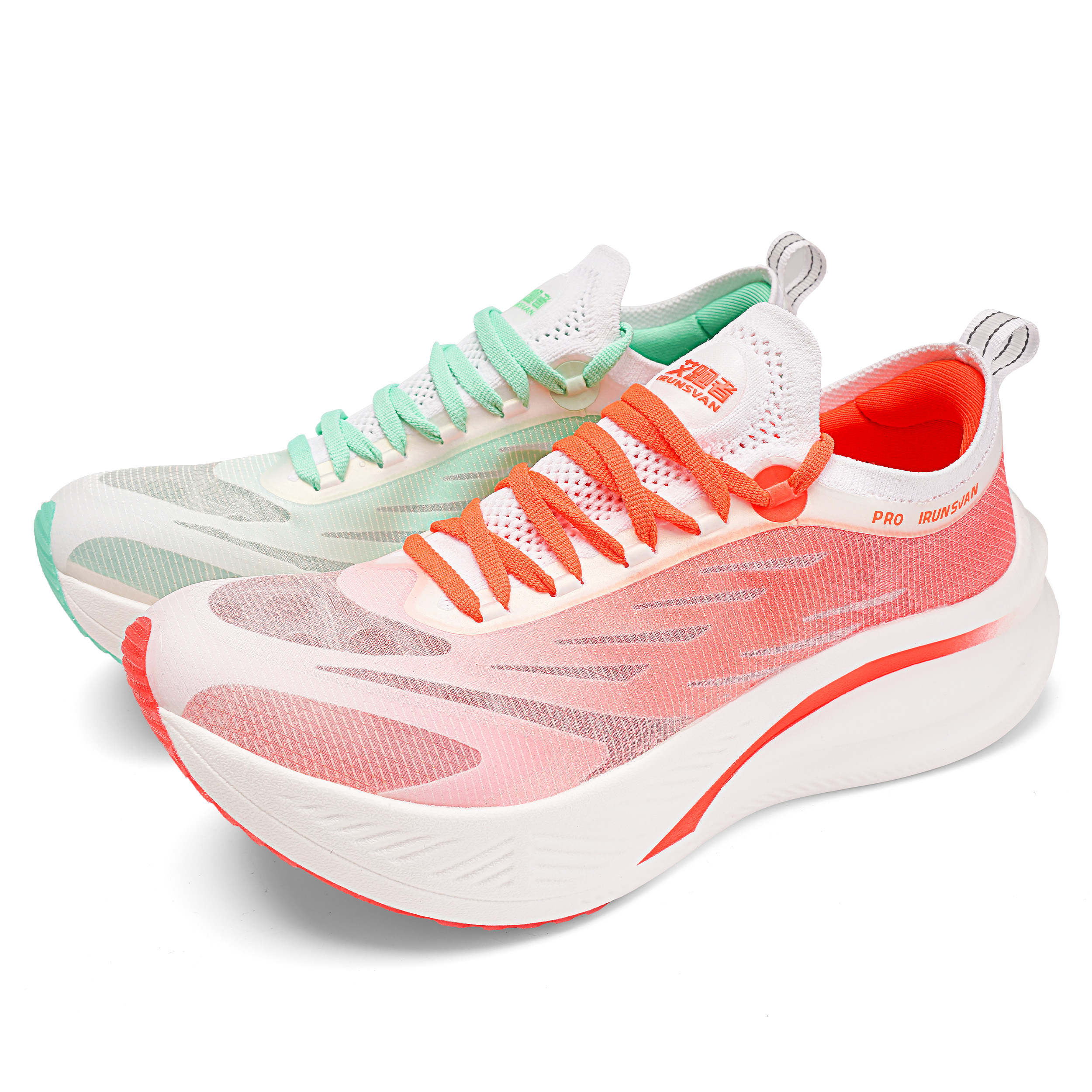 IRUNSVAN Running Shoes Unisex Mismatched Color Jade Green & Red
