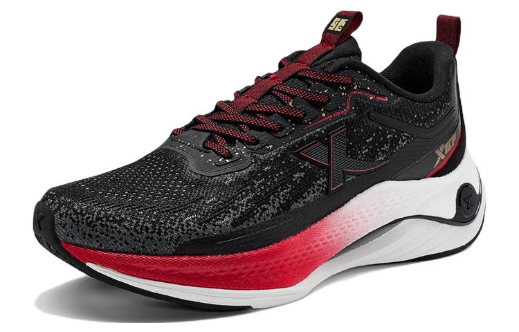 XTEP Casual Fabric Slip Resistant, Abrasion Resistant, Breathable Low top Running Shoes Men’s Black Red
