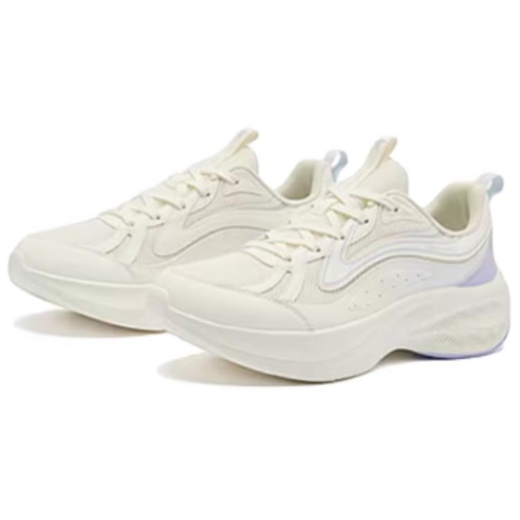 QIAODAN Cushioning Abrasion Resistant Cushioning, Wear Resistant Low top Running Shoes Women’s White Purple