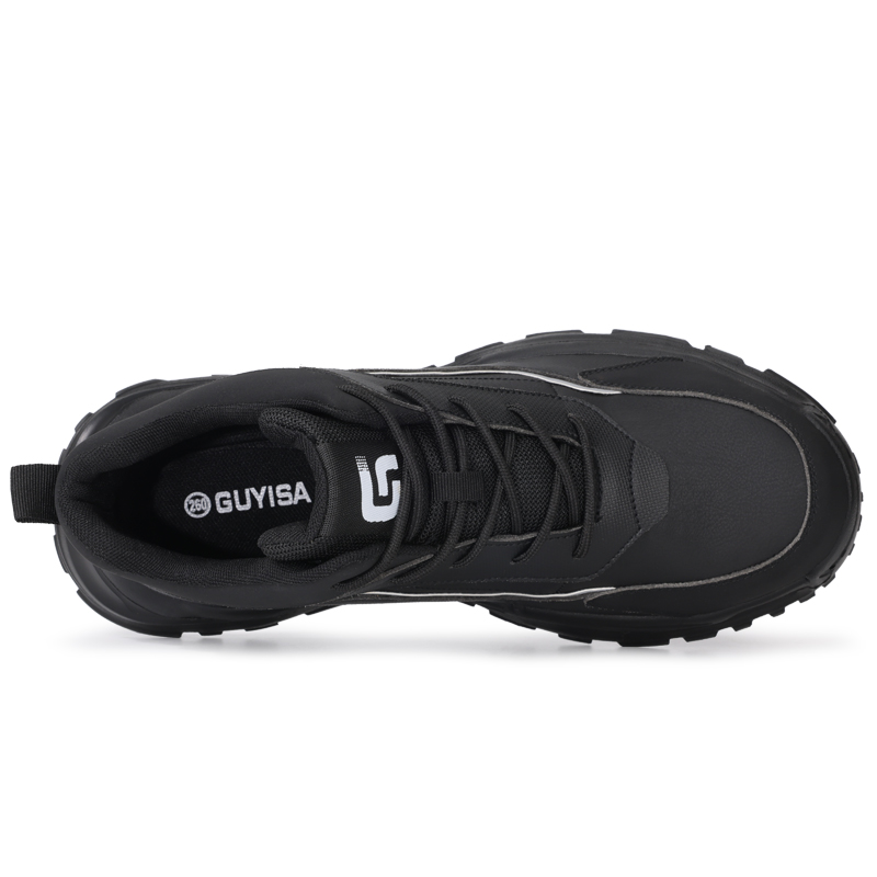 LANOUDUN Synthetic, Microfiber Leather Non slip, Wear resistant, Impact resistant High top Outdoor Shoes Men’s Black