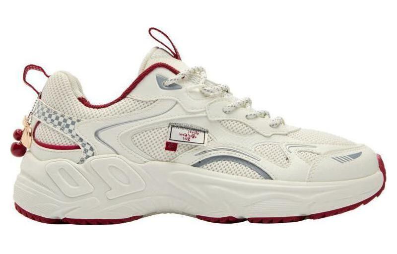 QIAODAN Cherry Shoes Running Shoes Women’s Low Top White Red