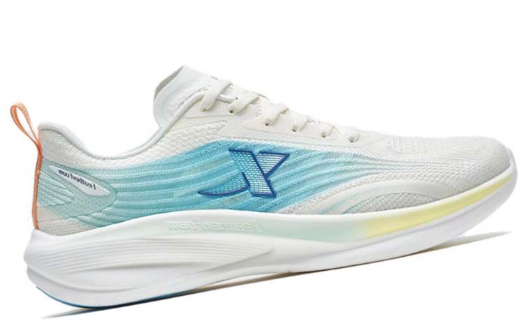 XTEP Cushioning Slip Resistant Abrasion Resistant Low top Casual Running Shoes Men’s White Blue Yellow