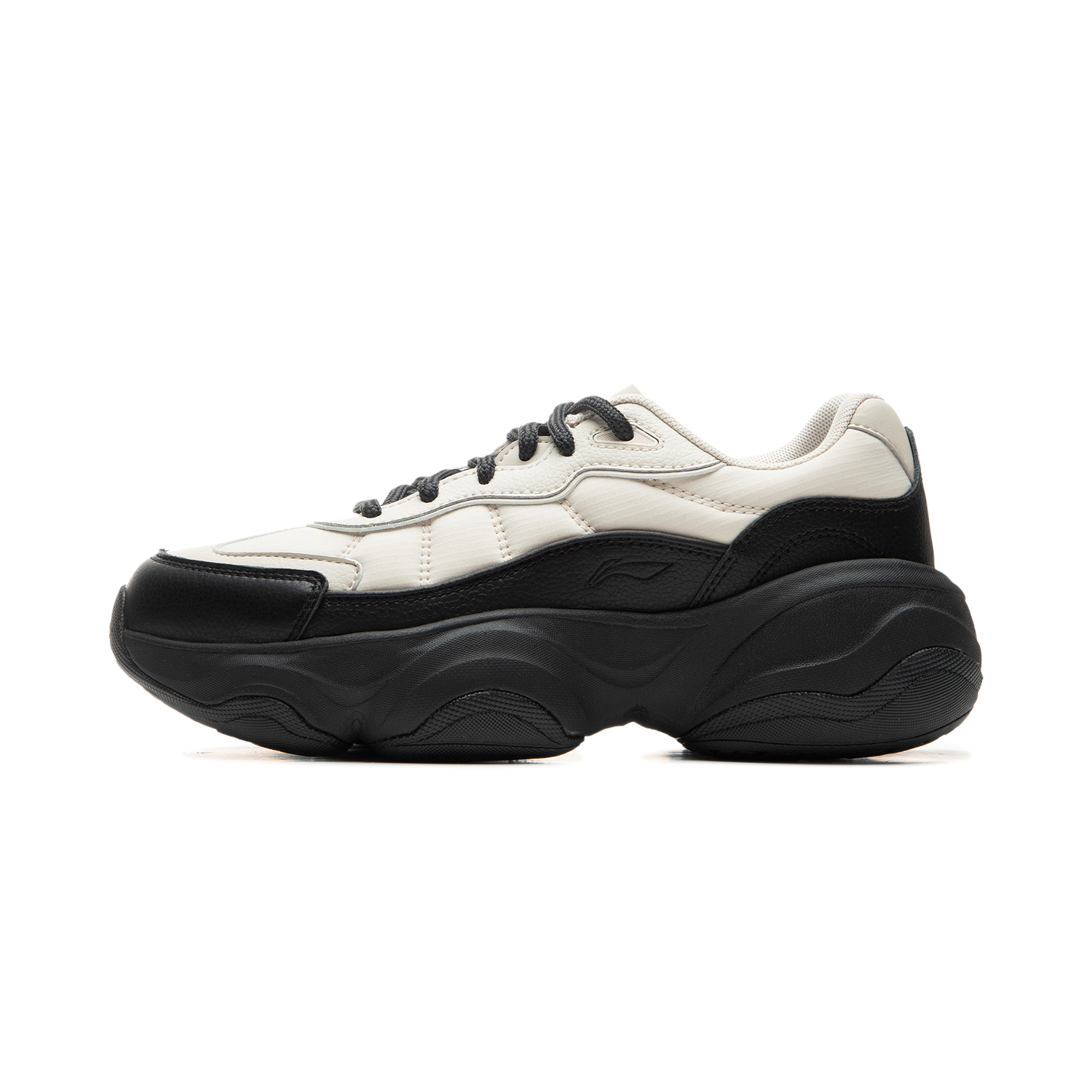 Li Ning Honey Fabric Cushioning Abrasion Resistant Height Increasing Low top Casual Running Shoes Women’s Black White
