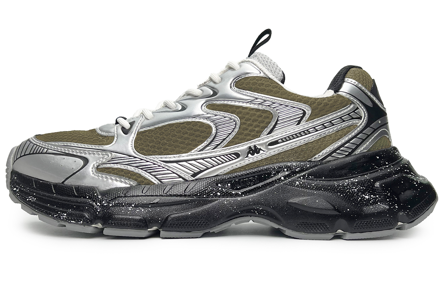 Kappa Cushioning Abrasion Resistant Breathable Low top Running Shoes Unisex Black Silver Green