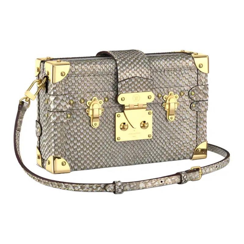 LOUIS VUITTON PETITE MALLE Python Skin Crossbody Bags Regular Women's Gray