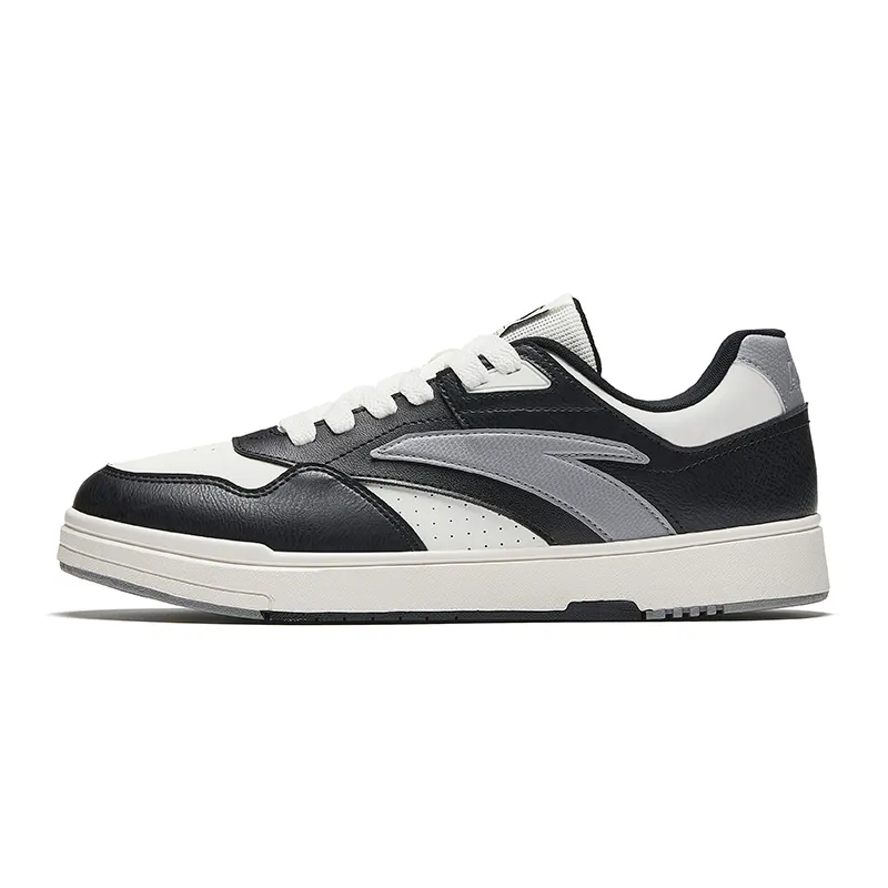 Anta Abrasion Resistant Lightweight Height Increasing Low top Skateboard Shoes Men's Black White Gray