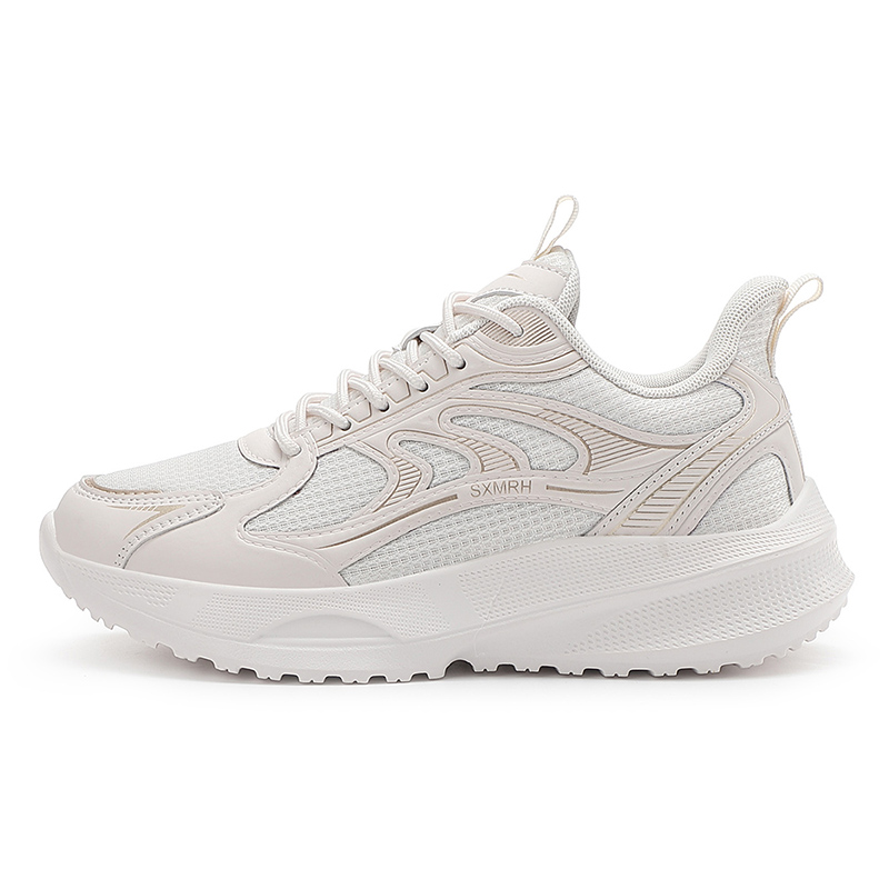 Binary Cushioning Rebound Lightweight Breathable Slip Resistant Low top Casual Running Shoes Women’s Beige