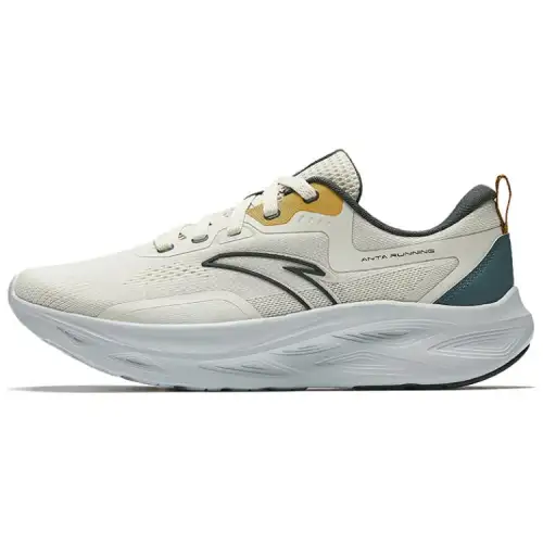 Anta Yi Chen Cushioning Rebound Lightweight Slip Resistant Low top Running Shoes Men's Beige Green