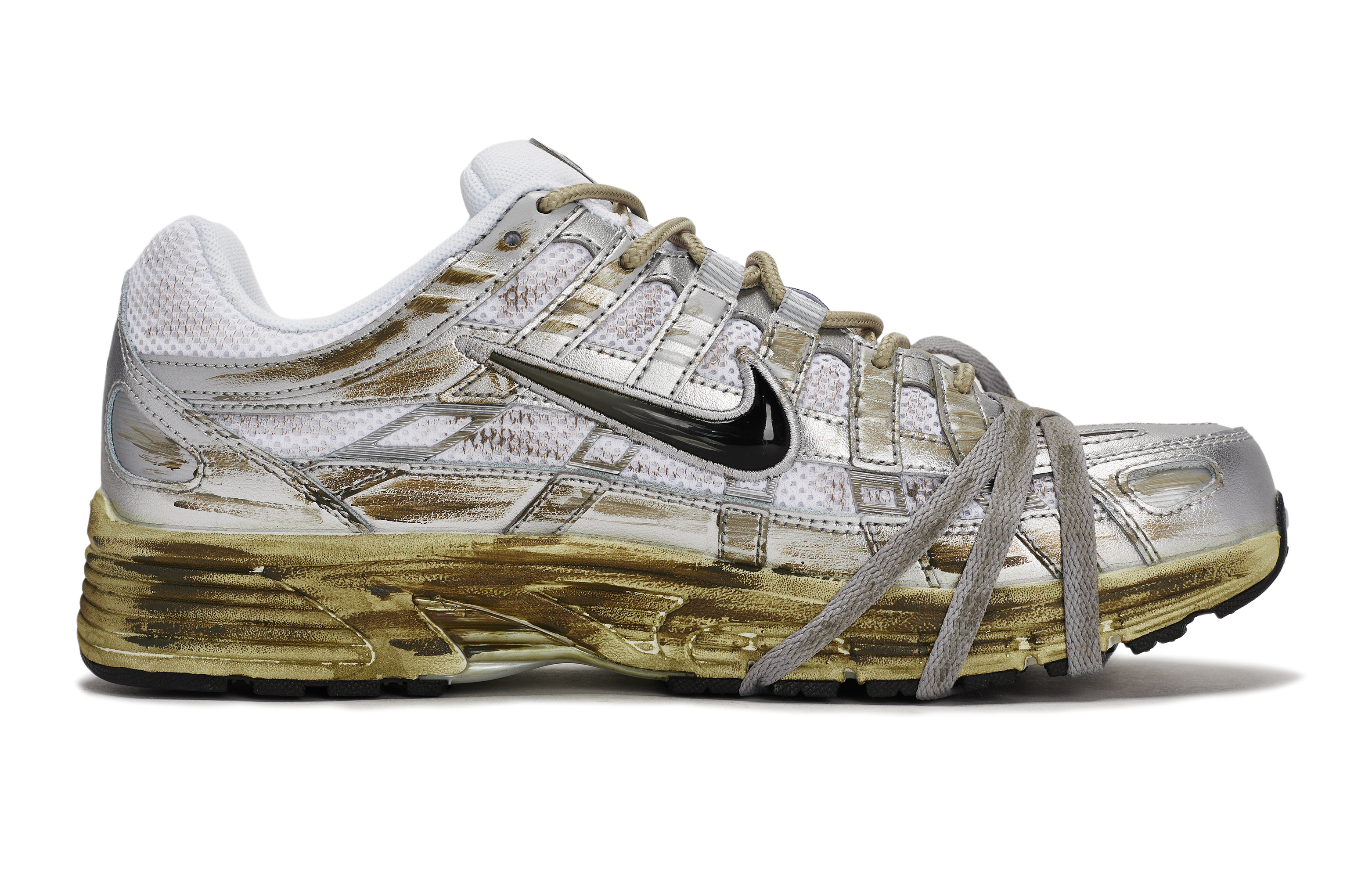 Nike P 6000 Slip Resistant Abrasion Resistant Low top Running Shoes Unisex Gray Silver Brown