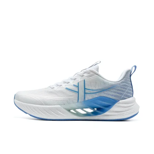 Xtep Hydrogen Wind 8.0 Comfortable and Trendy Wear-Resistant Breathable Wrapping Rebound Low-top Casual Training Sprint Running Shoes Men's Classic White Sea and Sky Blue