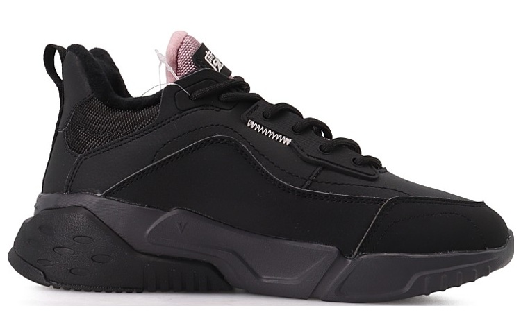 Anta Leather Upper, Casual, Fleece Lined Breathable Low top Running Shoes Women’s Black Purple
