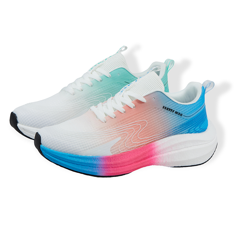 PRETTY SONG Cushioning Slip Resistant Abrasion Resistant Low top Casual Running Shoes Men’s Green Blue Mismatched