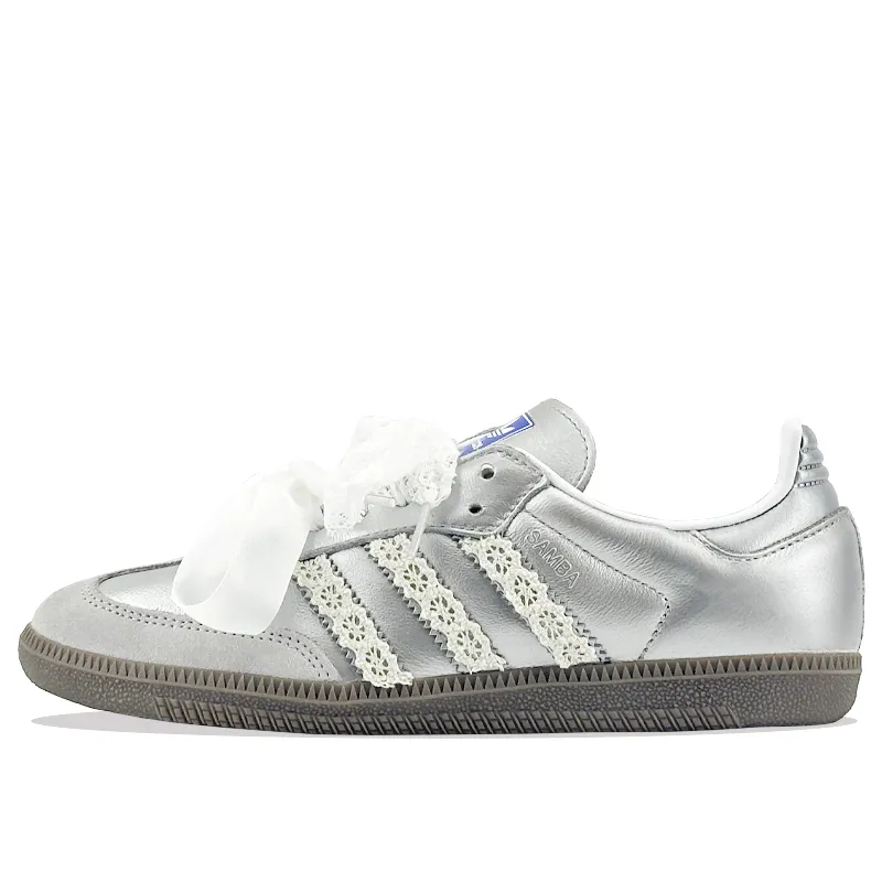 Adidas Originals SAMBA OG Silver Wings Sweetheart Low top Skateboard Shoes Unisex Silver