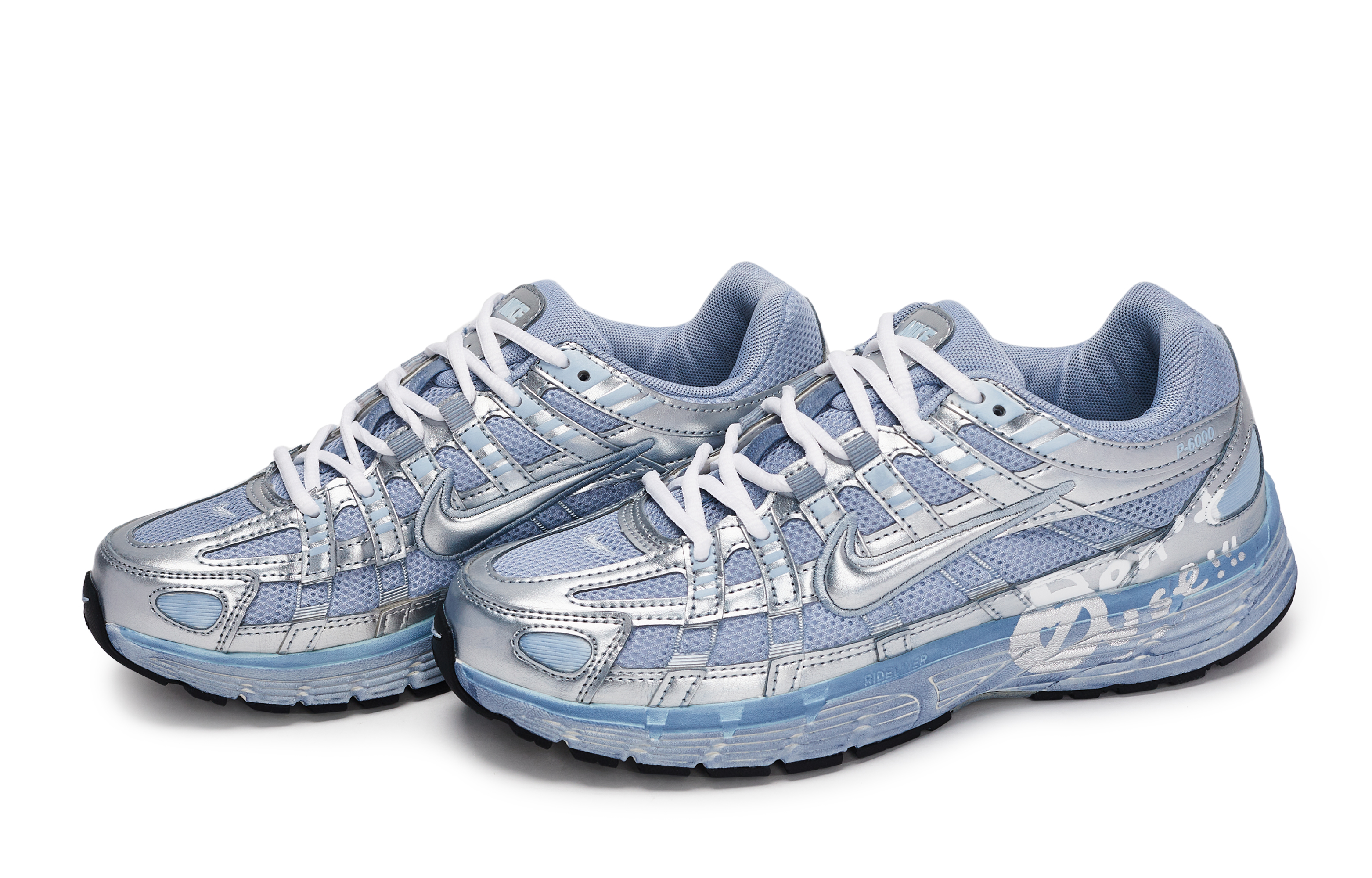 Nike P 6000 Abrasion Resistant Abrasion Resistant Low top Running Shoes Women’s Silver White Blue
