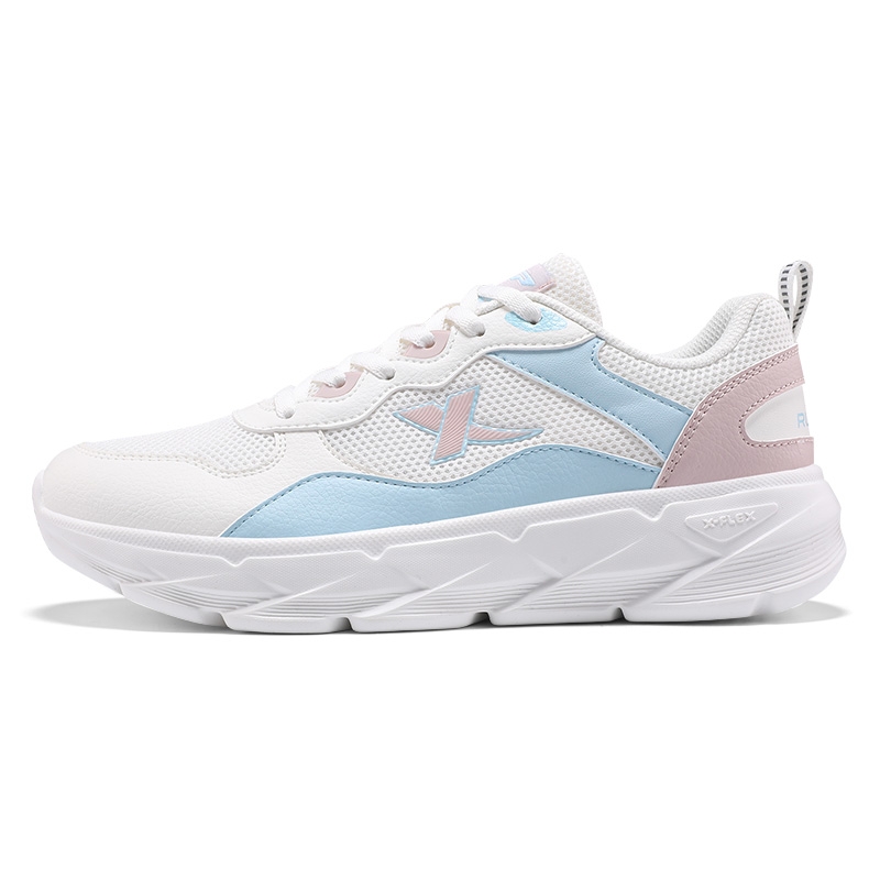 XTEP Breathable And Resilient Low top Casual Running Shoes Women’s White Blue Pink