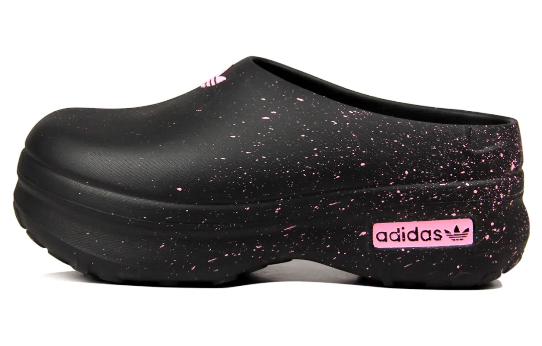 Adidas Originals AdiFOM Stan Smith Mule Rubber Sole Slip Resistant Closed Toe Slippers Women's Black Pink