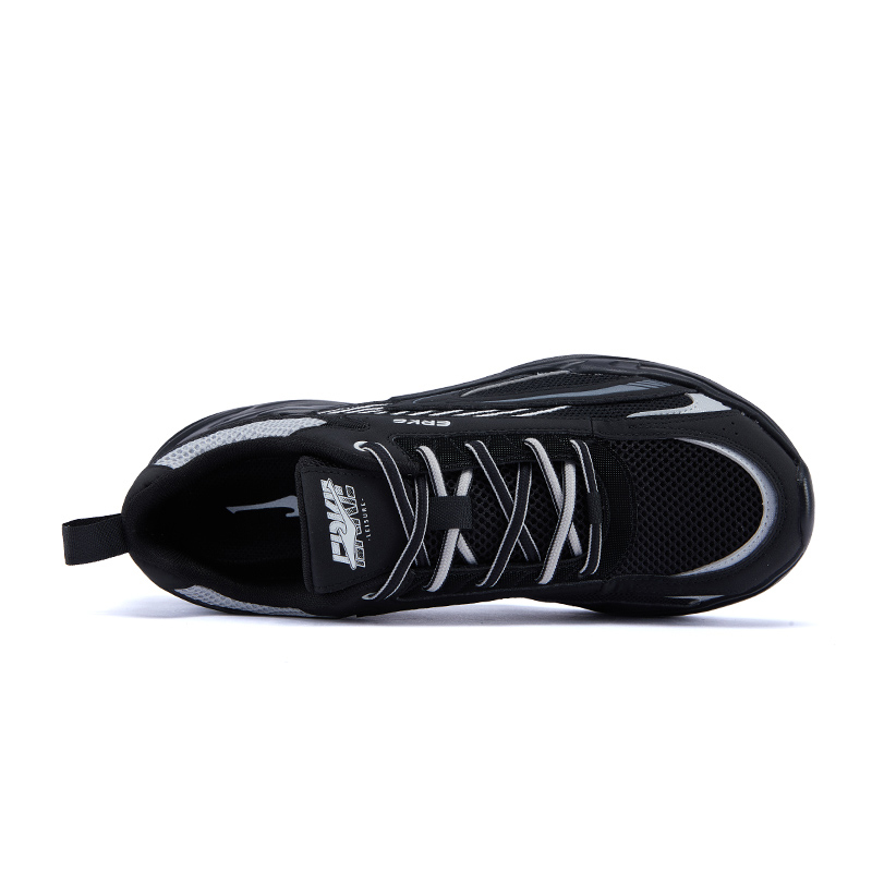 Erke Running Shoes Men’s Low Top Jet Black, Bright Silver