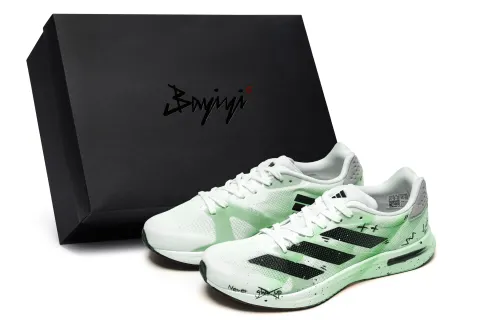 Adidas Adizero RC 4 Cushioning Abrasion Resistant Moisture Wicking Low top Running Shoes Unisex Green White Black