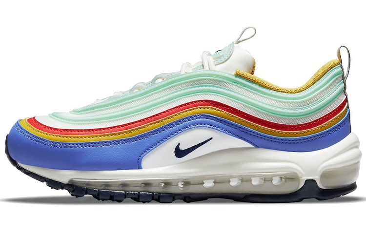 Nike Air Max 97 Retro Sports Fabric Synthetic Leather Low Top Casual Running Shoes Women's Green Blue