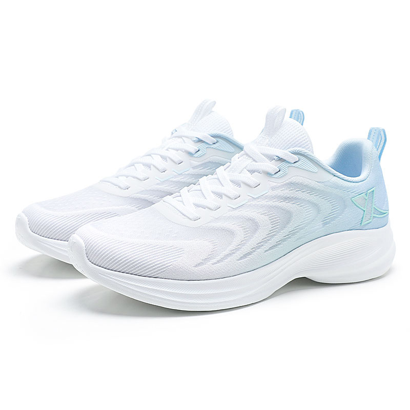 XTEP Breathable Moisture Wicking Low top Casual Running Shoes Men’s Classic White Ripple Blue