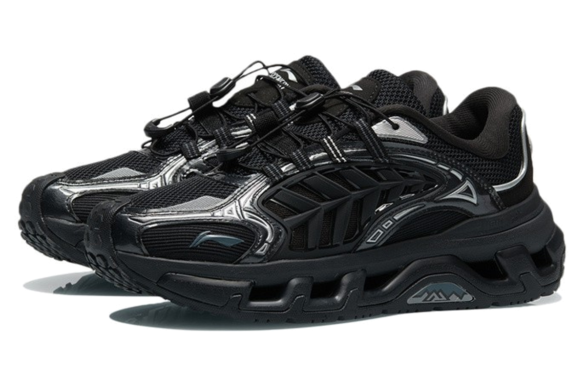 Li Ning Mountain Color Reflective Abrasion Resistant Breathable Low top Running Shoes Women’s Black