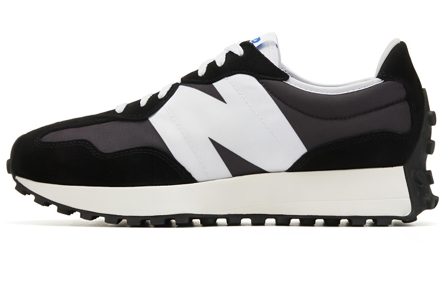 New Balance NB 327 retro comfortable sports fabric two-layer suede wear-resistant and breathable low-top casual urban commuting running shoes for men and women, black and white