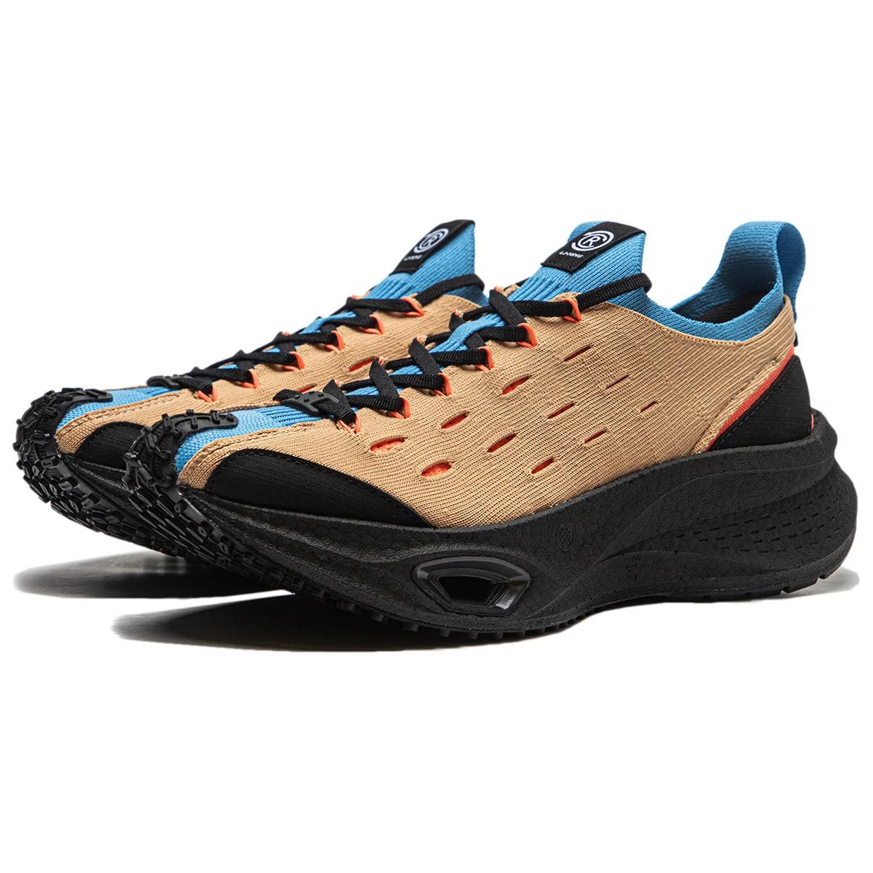 Li Ning Cushioning, Wear Resistant Low top Sports Casual Shoes Unisex Brown Blue