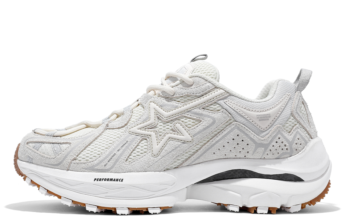 RIPSTAR Performance Cushioning Support Balance Impact Resistant Low top Running Shoes Unisex Bone White