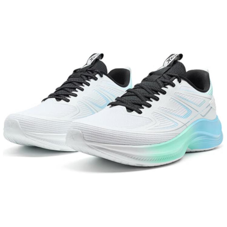 XTEP Cushioning Slip Resistant Abrasion Resistant Low top Casual Running Shoes Men’s White Blue Green